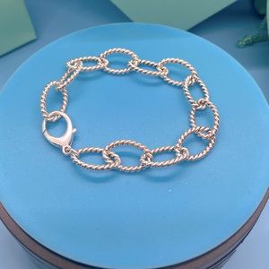 Tiffany & Co. Twist Oval Link Bracelet Sterling Silver Italy